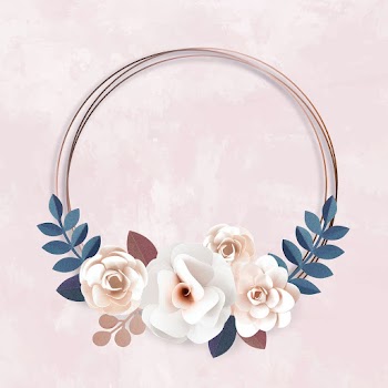 Round frame paper craft floral psd design