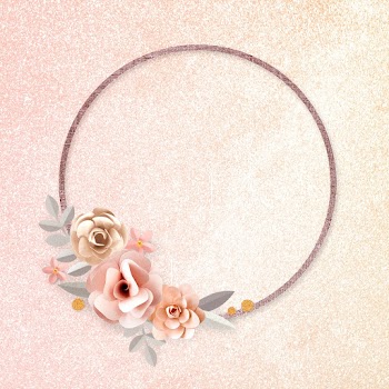 Round frame paper craft floral psd design