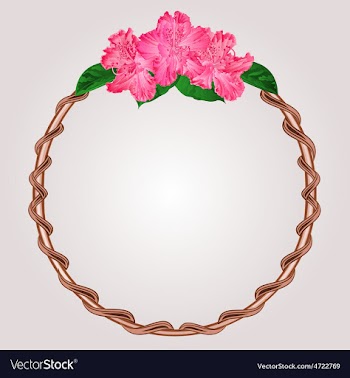 Round frame with rhododendron greeting card vector image