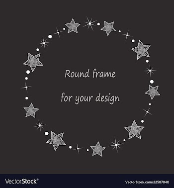 Round frame with white hand drawn abstract stars vector image