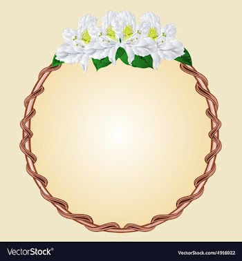 Round frame with white rhododendron greeting card vector image