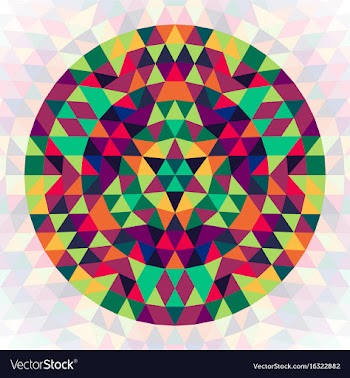 Round geometric triangle kaleidoscopic mandala vector image