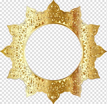 Round gold-colored frame, frame Ornament , Golden Round Frame transparent background PNG clipart