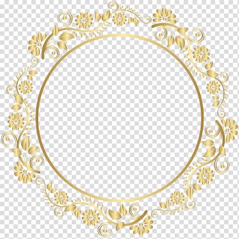 Round gold floral frame illustration, Gold Frames , round transparent background PNG clipart