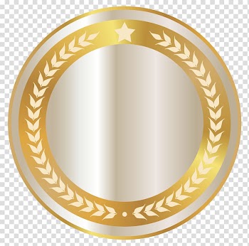Round gold frame illutsration, Gold Badge , White Seal Badge with Gold Decor transparent background PNG clipart