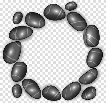 Round gray stone frame illustration, Flat design, Pebble stone design material, transparent background PNG clipart