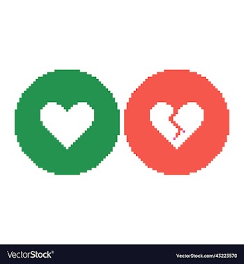 round green and red icons of heart