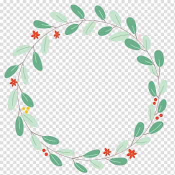 Round green and red leaves border, Euclidean Circle Illustration, Originality fresh, green leaves surround lace transparent background PNG clipart
