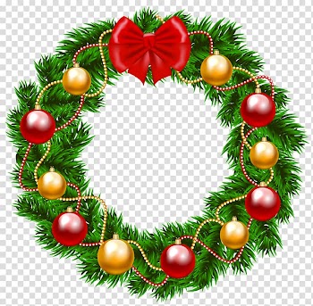 Round green and red wreath illustration, Garland Christmas Wreath , Christmas Wreath transparent background PNG clipart