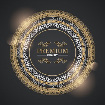 Round icon decorative emblem cartoon Free Vector