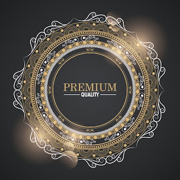 Round icon decorative emblem cartoon Free Vector