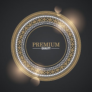 Round icon decorative emblem cartoon Free Vector