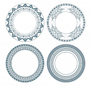 Round icon decorative emblems cartoon Free Vector