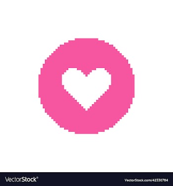 round icon of pink with white heart inside