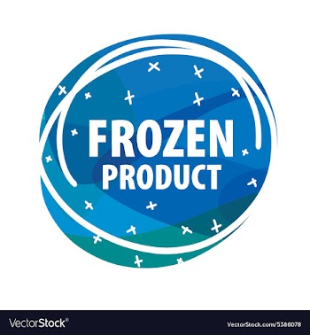  					Round logo for frozen foods with snowflakes vector image														