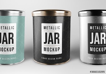 Round Metallic Jar Mockup