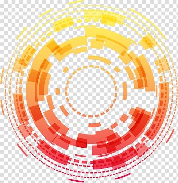 Round orange and red logo, Technology Circle Science, Science and technology circle decorative background transparent background PNG clipart
