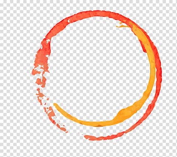 Round orange and yellow illustration, Ink Watercolor painting, Orange brush transparent background PNG clipart