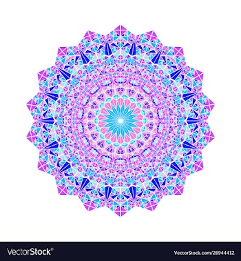 Round ornate abstract geometrical triangle tile vector image