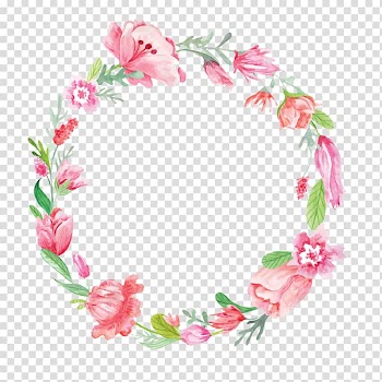 Round pink and green flower wreath , Wreath Flower , Creative beautiful wreath transparent background PNG clipart