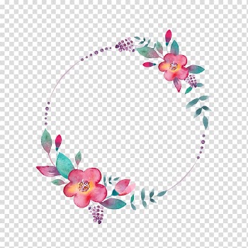 Round pink and green flowers frame, Watercolor painting YouTube, FLORAL CIRCLE transparent background PNG clipart