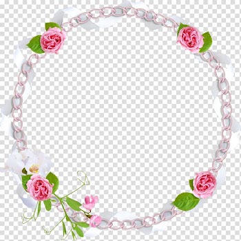 Round pink and white floral border, Flower Frames, pink flower border transparent background PNG clipart