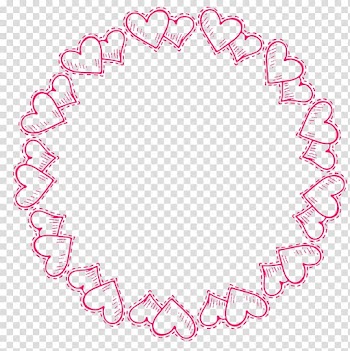 Round pink heart-themed frame illustration, Peach Aviation Computer file, Pink peach fine border transparent background PNG clipart