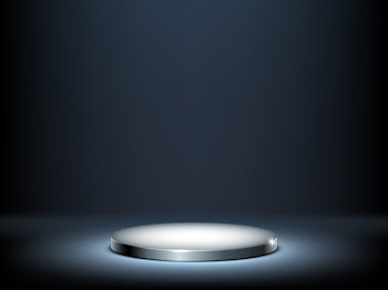 Round podium, illuminated metal pedestal Free Vector
