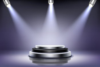 Round podium with spotlight illumination Free Vector