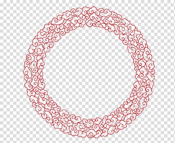 Round red floral illustration, Circle Euclidean , Chinese-style clouds round border transparent background PNG clipart