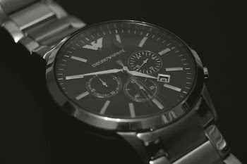 Round Silver-colored Emporio Armani Chronograph Watch