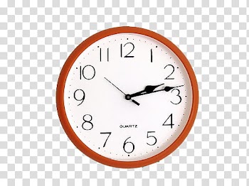 Round white and brown analog wall clock transparent background PNG clipart