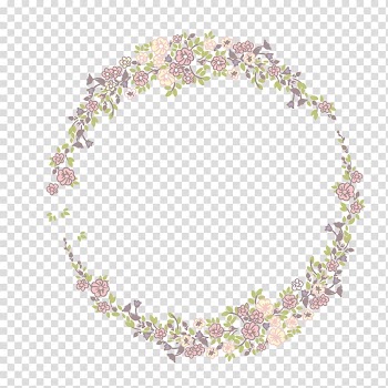 Round white and pink floral frame, Small floral decorative ring transparent background PNG clipart