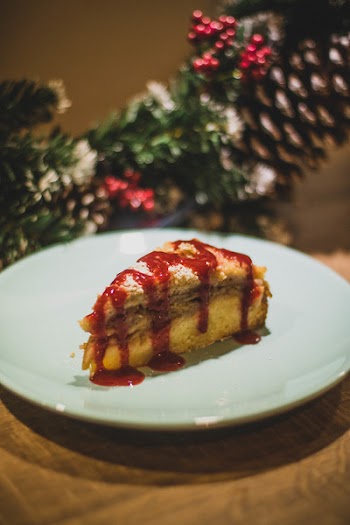 Round White Ceramic Plate With Piece of Cake
