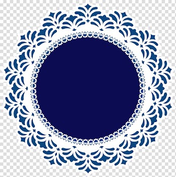 Round white frame , Doily Lace , Blue circle transparent background PNG clipart