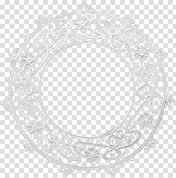 Round white lace top, Needle lace Textile Ornament, lace frame transparent background PNG clipart