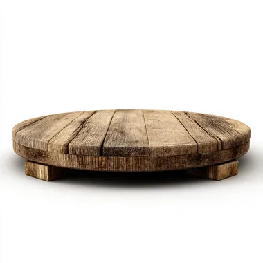 Round Wooden Platform Isolated on White Background Round Wooden Platform Isolated on White Background