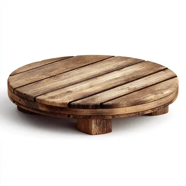 Round Wooden Platform on White Background Round Wooden Platform on White Background