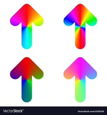 Rounded gradient rainbow arrow icon design set vector image