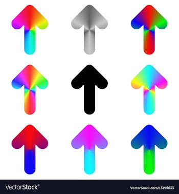 Rounded rainbow arrow icon design set vector image