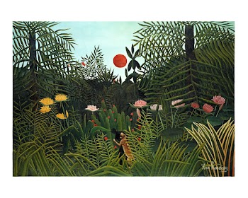 Rousseau art print, Virgin Forest with Sunset… | Free stock illustration | High Resolution graphic