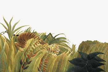 Rousseau collage element border, Tiger | Free PSD - rawpixel