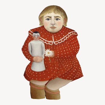 Rousseau's Child with Doll collage | Free PSD Illustration - rawpixel