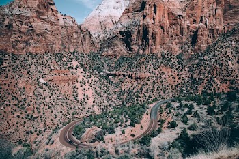 Route 66 Winding Through Canyon