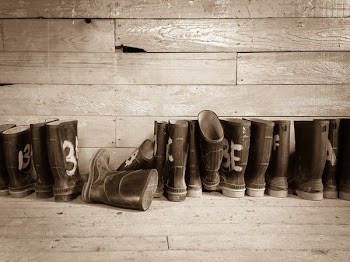 Row Of Rubber Boots
