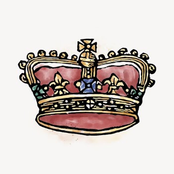 Royal crown watercolor sticker, vintage | Free Vector Illustration - rawpixel