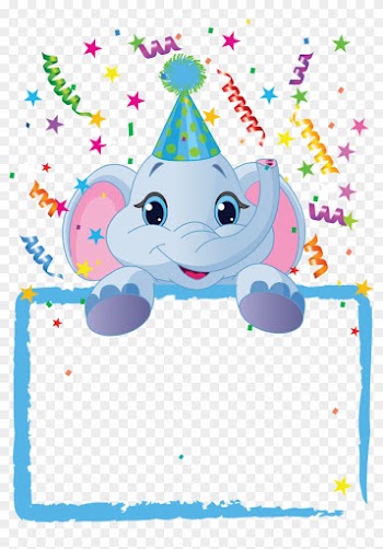 Royalty-free Clipart Illustration Of An Adorable Elephant - Party Frame