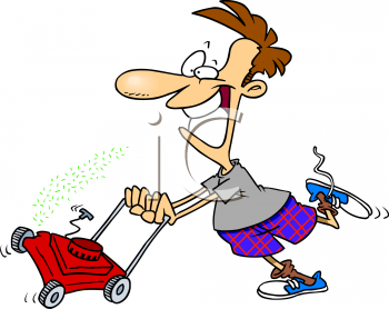 Royalty Free Clipart Image: Man Mowing A Lawn