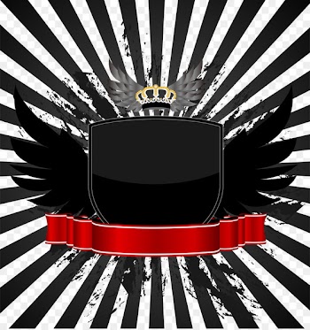 Royalty-free Illustration - FIG simple black ribbon shield vector wings crown 
