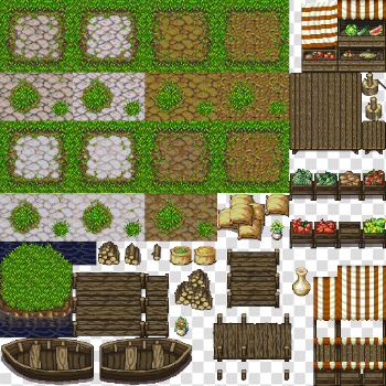 RPG Tiles: Cobble stone paths & town objects | OpenGameArt.org